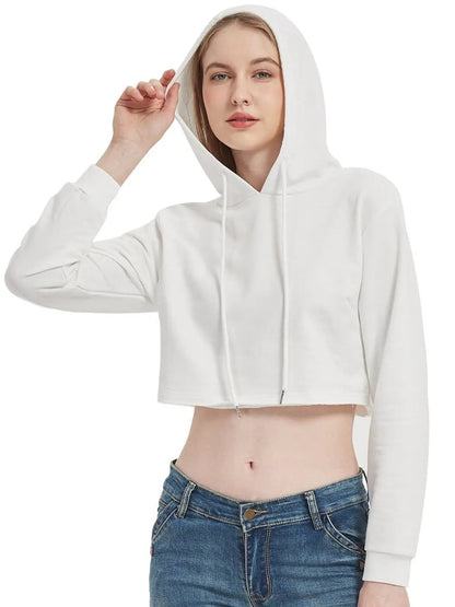 Crop Top Sweatshirt Long Sleeve Hoodie Pullover - Get it from Bo