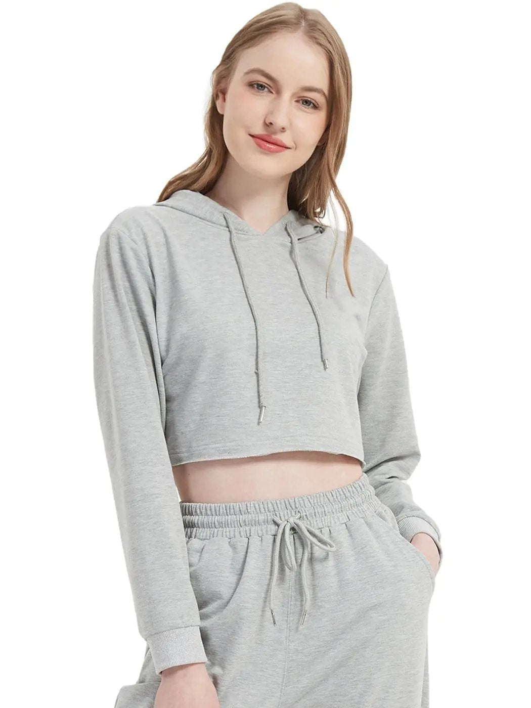 Crop Top Sweatshirt Long Sleeve Hoodie Pullover - Get it from Bo