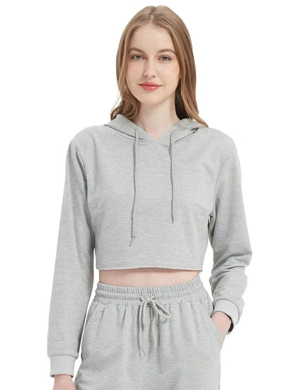 Crop Top Sweatshirt Long Sleeve Hoodie Pullover - Get it from Bo