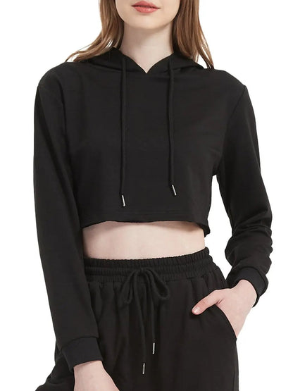 Crop Top Sweatshirt Long Sleeve Hoodie Pullover - Get it from Bo