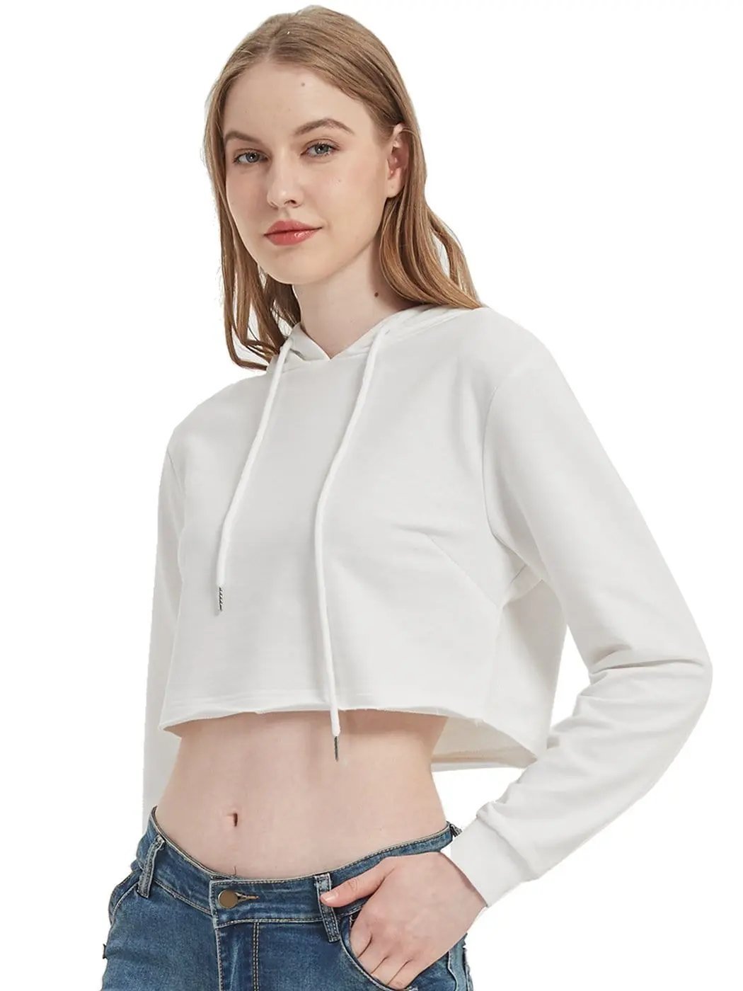 Crop Top Sweatshirt Long Sleeve Hoodie Pullover - Get it from Bo