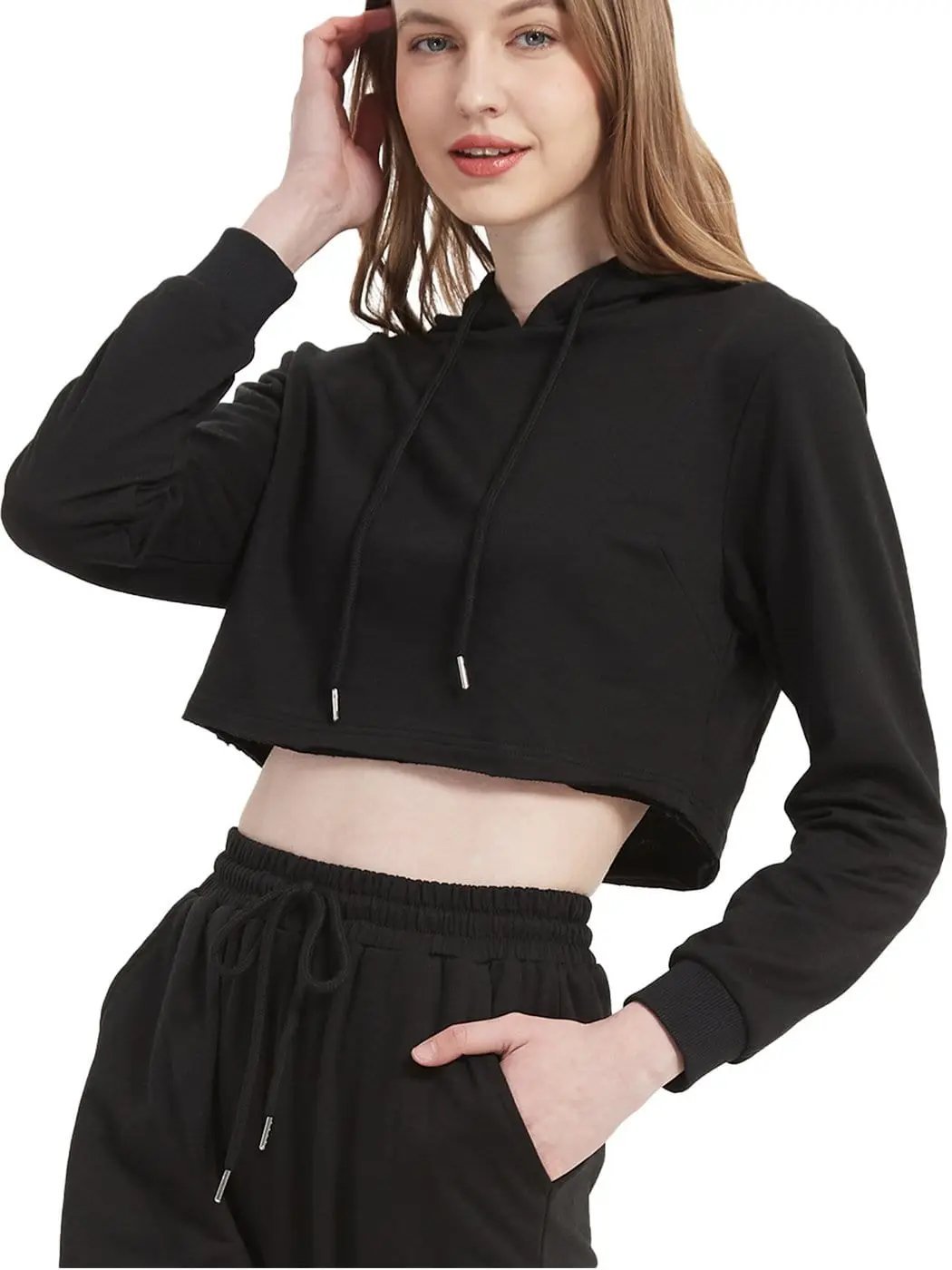 Crop Top Sweatshirt Long Sleeve Hoodie Pullover - Get it from Bo