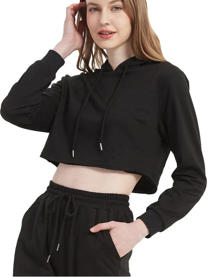 Crop Top Sweatshirt Long Sleeve Hoodie Pullover - Get it from Bo