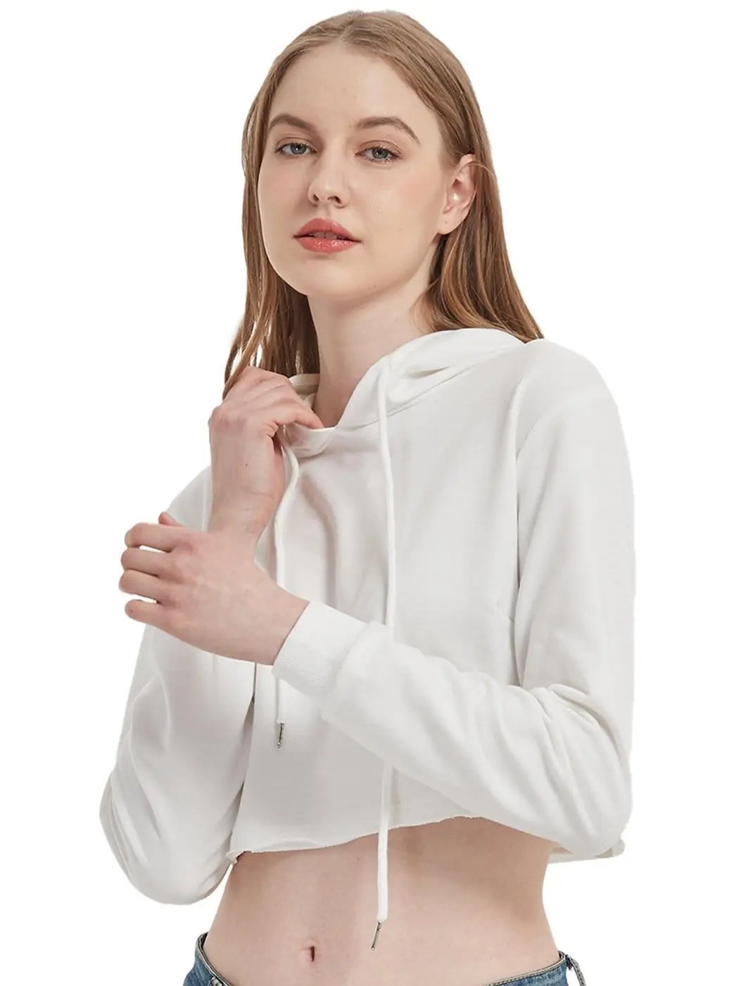 Crop Top Sweatshirt Long Sleeve Hoodie Pullover - Get it from Bo