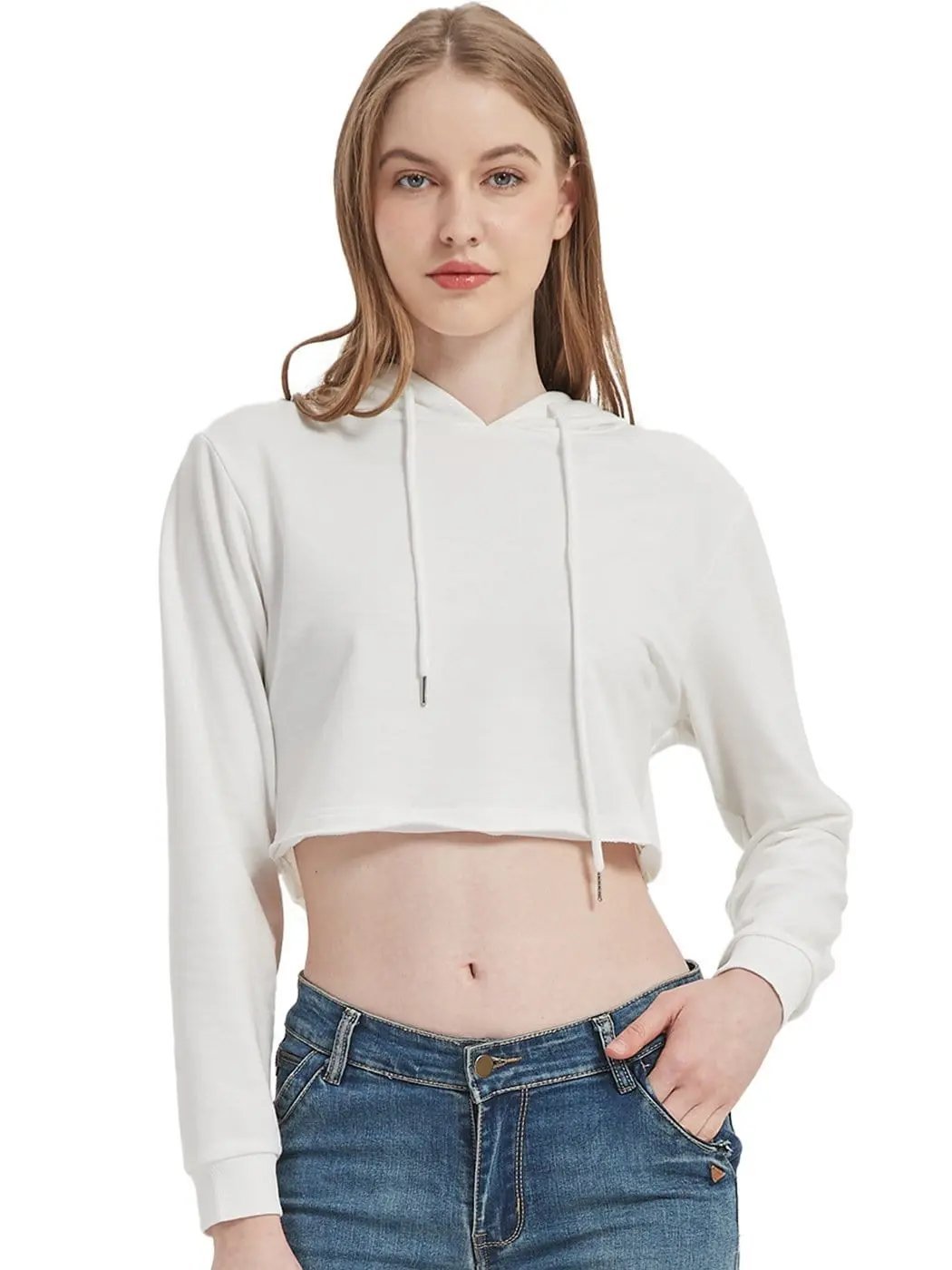 Crop Top Sweatshirt Long Sleeve Hoodie Pullover - Get it from Bo