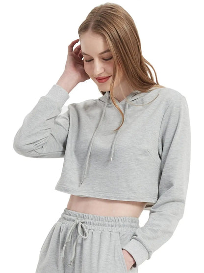Crop Top Sweatshirt Long Sleeve Hoodie Pullover - Get it from Bo