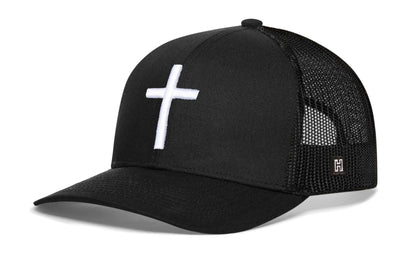 Cross Trucker Hat | Black Christian 3D Puff Snapback - Get it from Bo