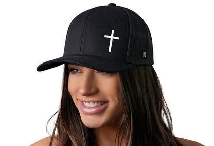 Cross Trucker Hat | Black Christian Snapback - Get it from Bo