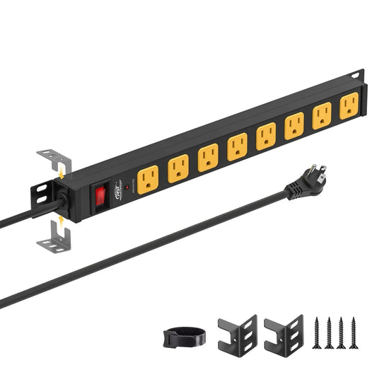CRST Mountable Long Power Strip, 8 Outlets or 12 outlets 2100 Joules Surge Protector, Slim Metal Power Bar with 6FT Extension Cord, ETL Listed. - Get it from Bo