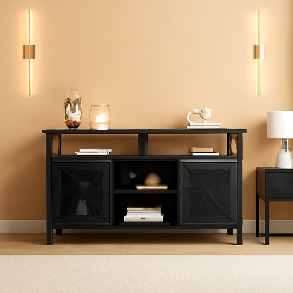 55 Inch TV Stand With Storage Console Industrial Farmhouse