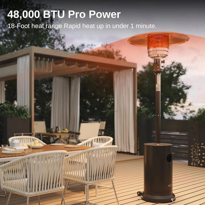 48,000 BTU Patio Heater for Outdoor Use with round Table Design, Double-Layer Stainless Steel Burner and Wheels, Outdoor Patio Heater for Home and Commercial, Bronze, 31.9" X 31.9" X 86.6"-1