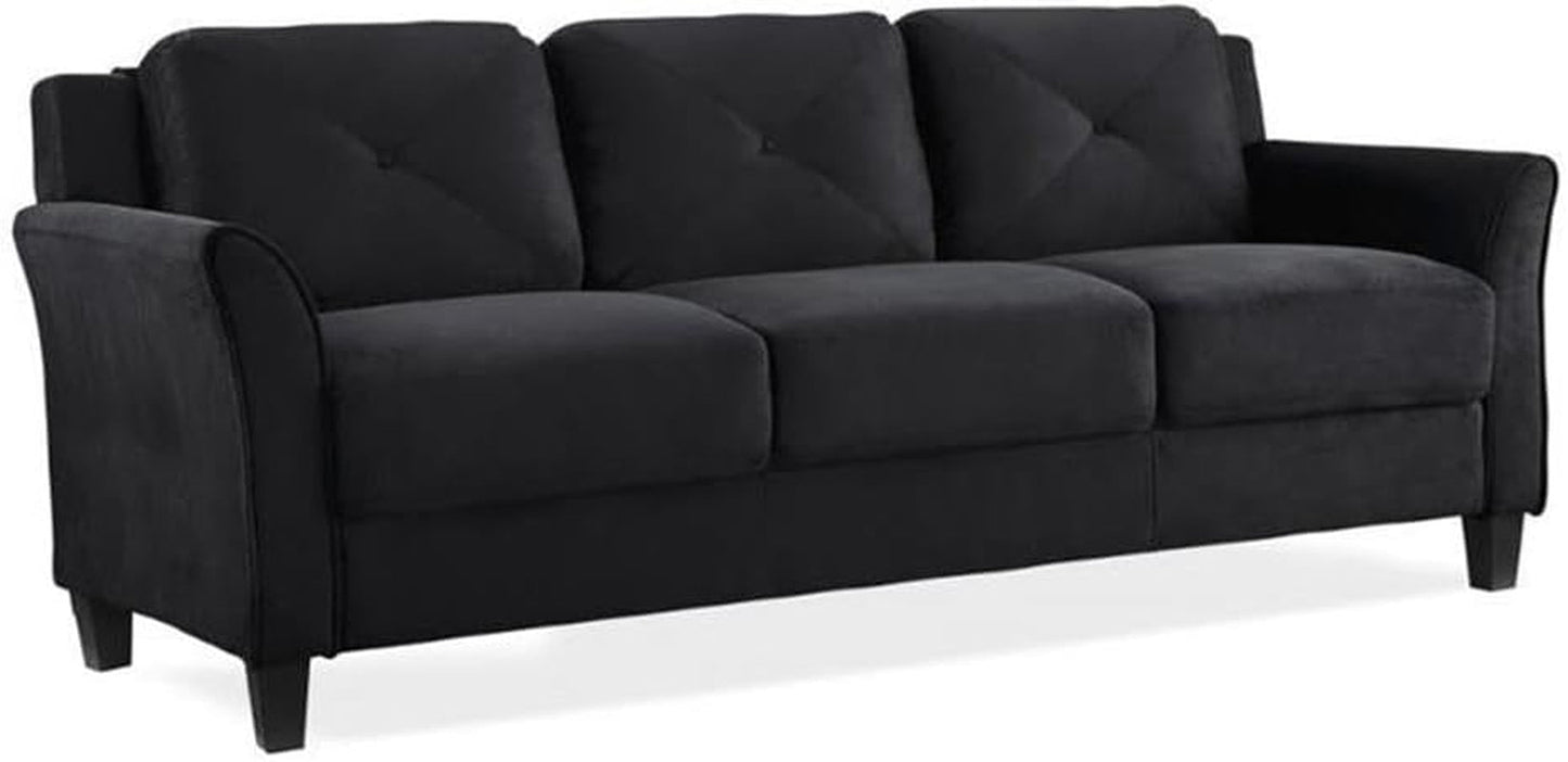 2 Piece Living Room Sofa And Loveseat Set In Black Microfiber Upholstery With 67.3 Inch Total Seat Width ShipItFurniture