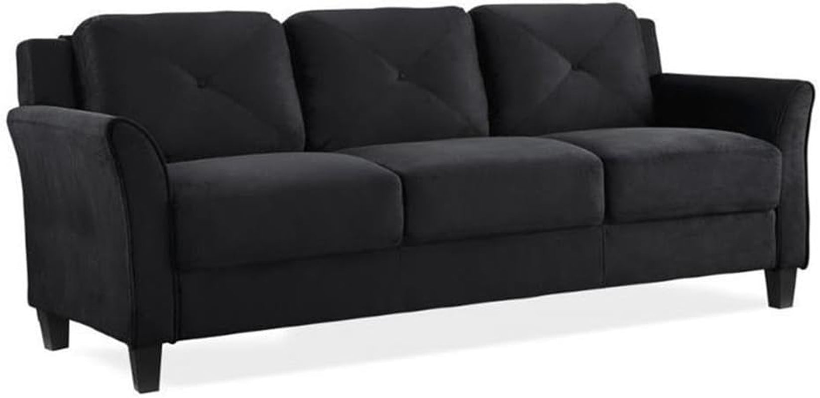 2 Piece Living Room Sofa And Loveseat Set In Black Microfiber Upholstery With 67.3 Inch Total Seat Width ShipItFurniture