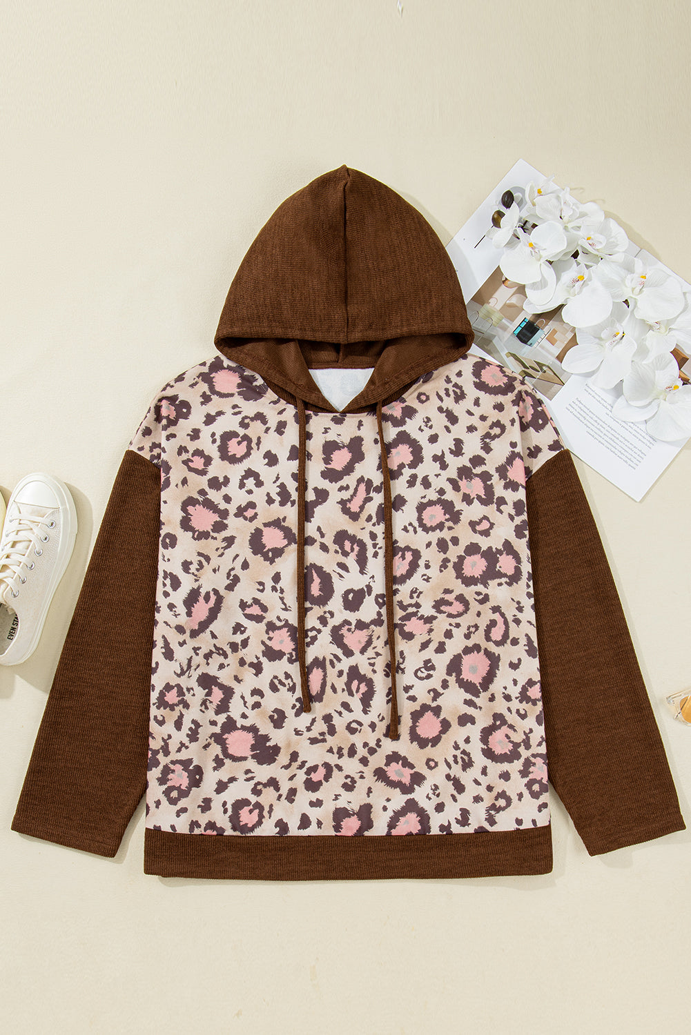 Scarlett Print Knit Patchwork Hoodie