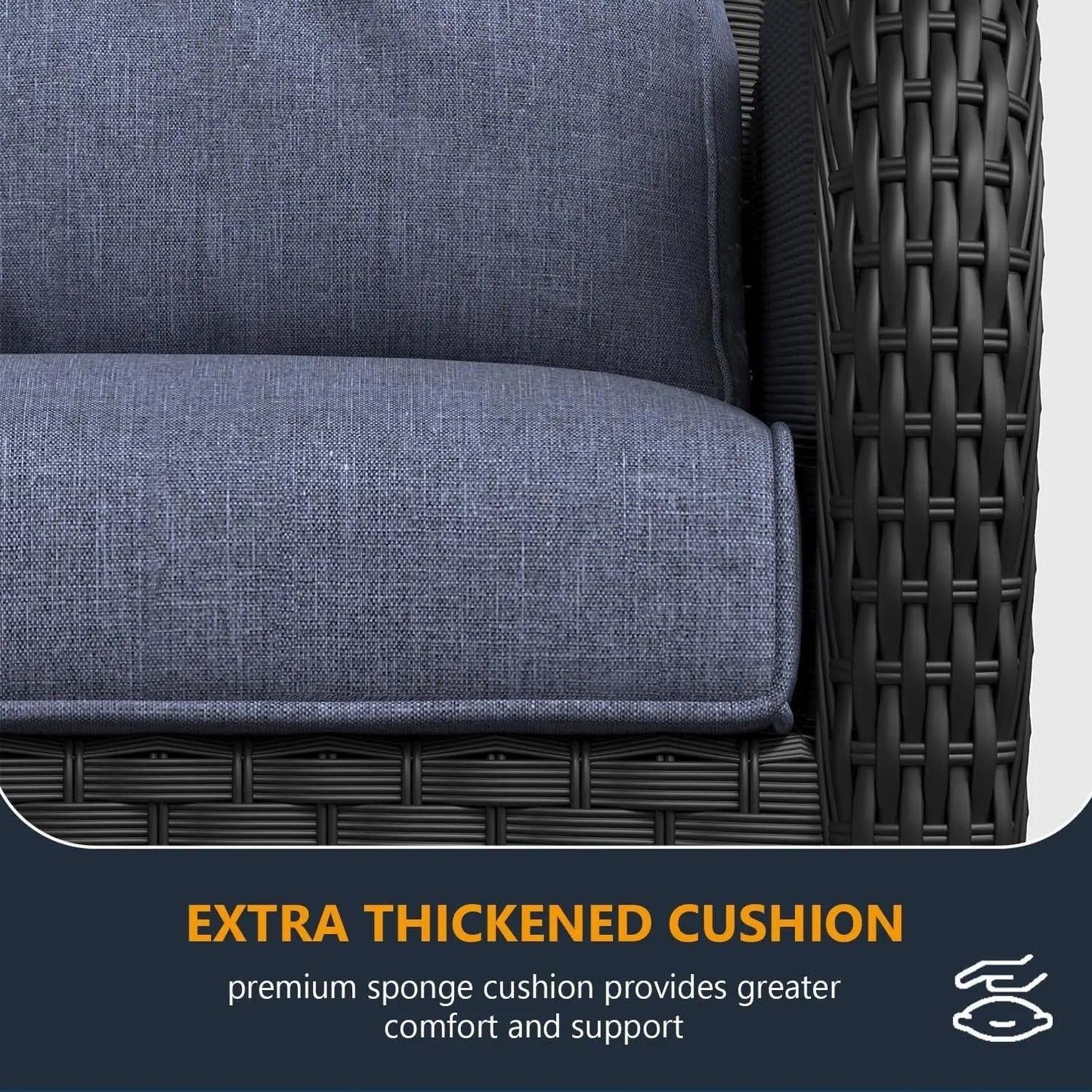 Outdoor Patio Furniture Sets with Fire Pit Table 10 Pieces Wicker Swivel Rocker Chairs and Sofa Sets for Backyard Deck-3