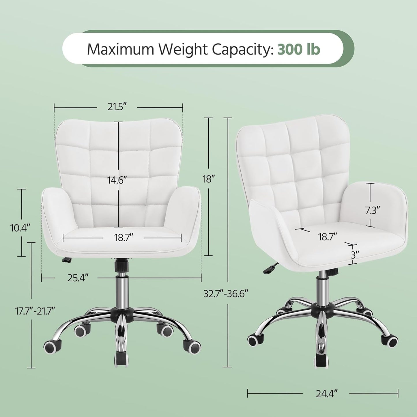 Ergonomic Faux Leather Office Chair White Adjustable
