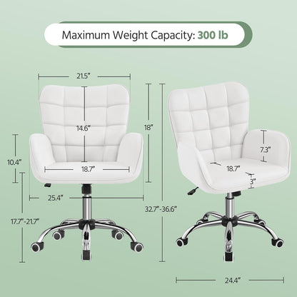 Ergonomic Faux Leather Office Chair White Adjustable