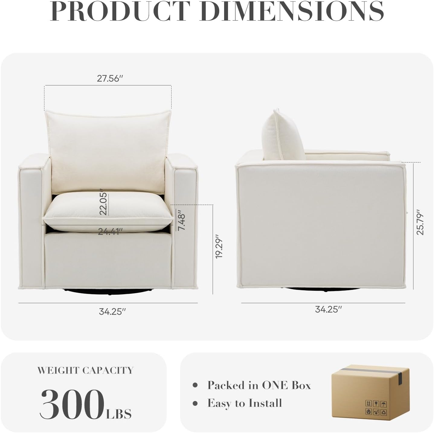 Beige 34 Inch Upholstered Accent Chair Modern Room ShipItFurniture