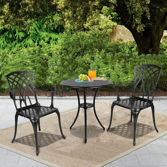 Outdoor Round Bistro Table Set Umbrella Hole ShipItFurniture