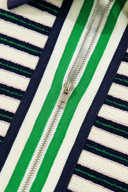 Louisa Contrast Collar Zip Long Sleeve Top