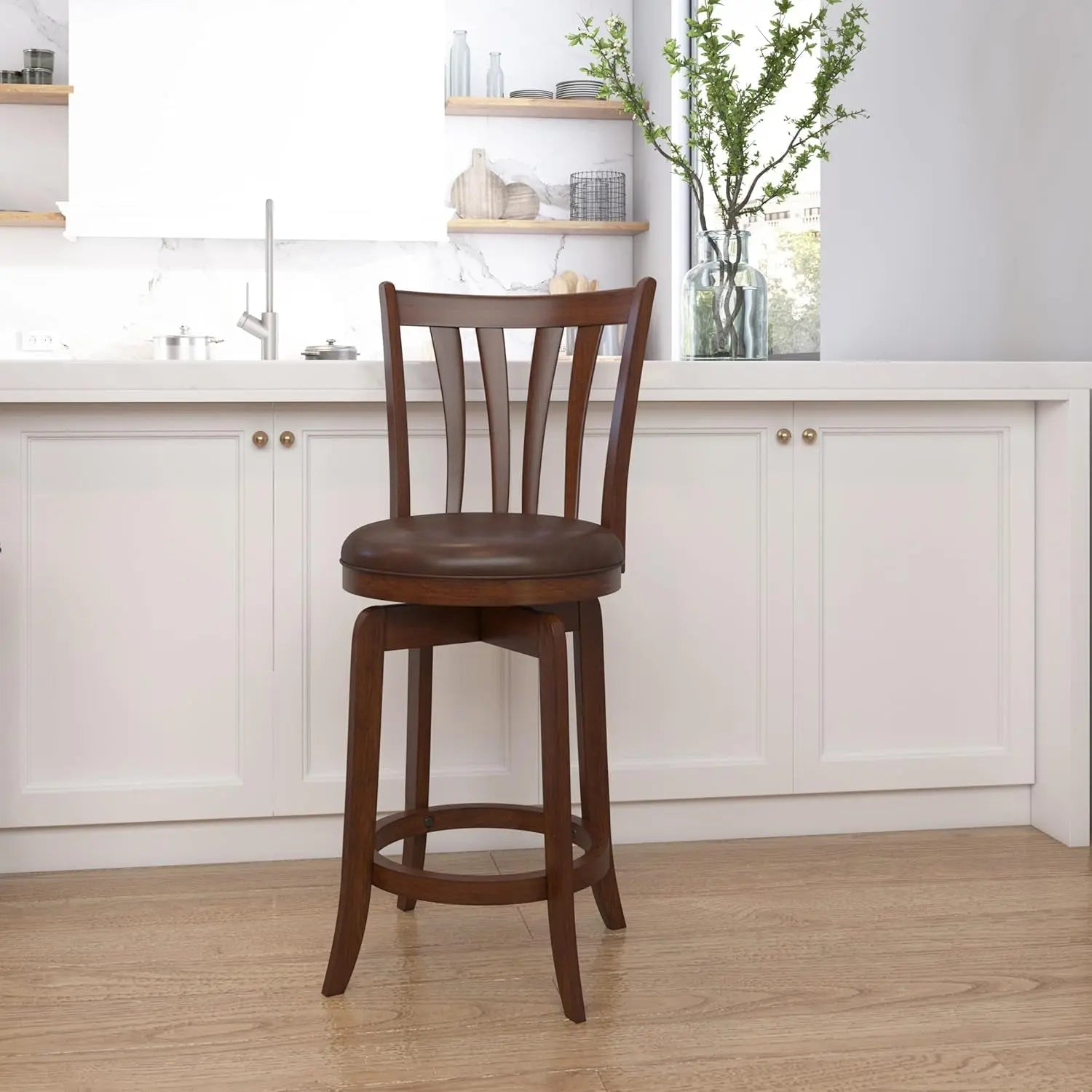 Savana Swivel Counter Stool Cherry Finish Counter Height ShipItFurniture