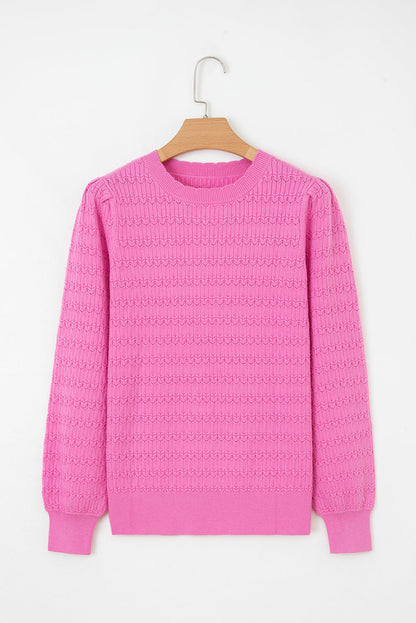 Kay Knit Ribbed Cuffs Crew Neck Sweater