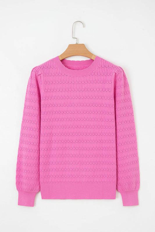 Kay Knit Ribbed Cuffs Crew Neck Sweater