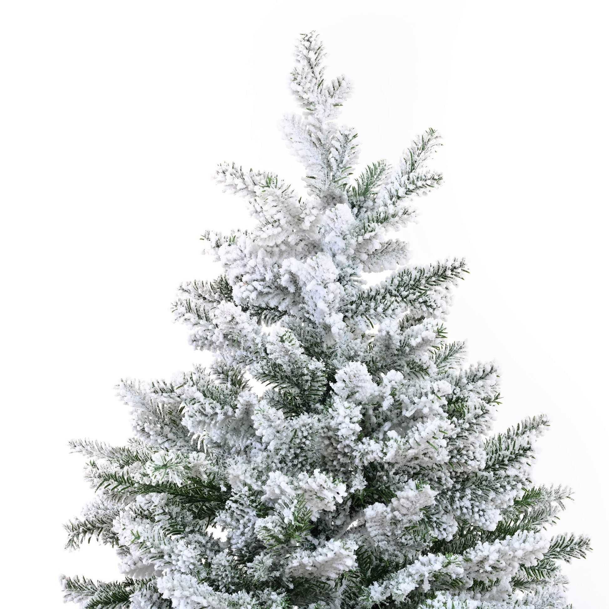 Premium 7FT Snow Flocked Hinged Artificial Christmas Tree with Fluffy Sangria Beech