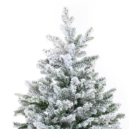 Premium 7FT Snow Flocked Hinged Artificial Christmas Tree with Fluffy Sangria Beech