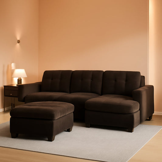 Emilio 2 Piece Reversible Sectional Sofa Chocolate ShipItFurniture