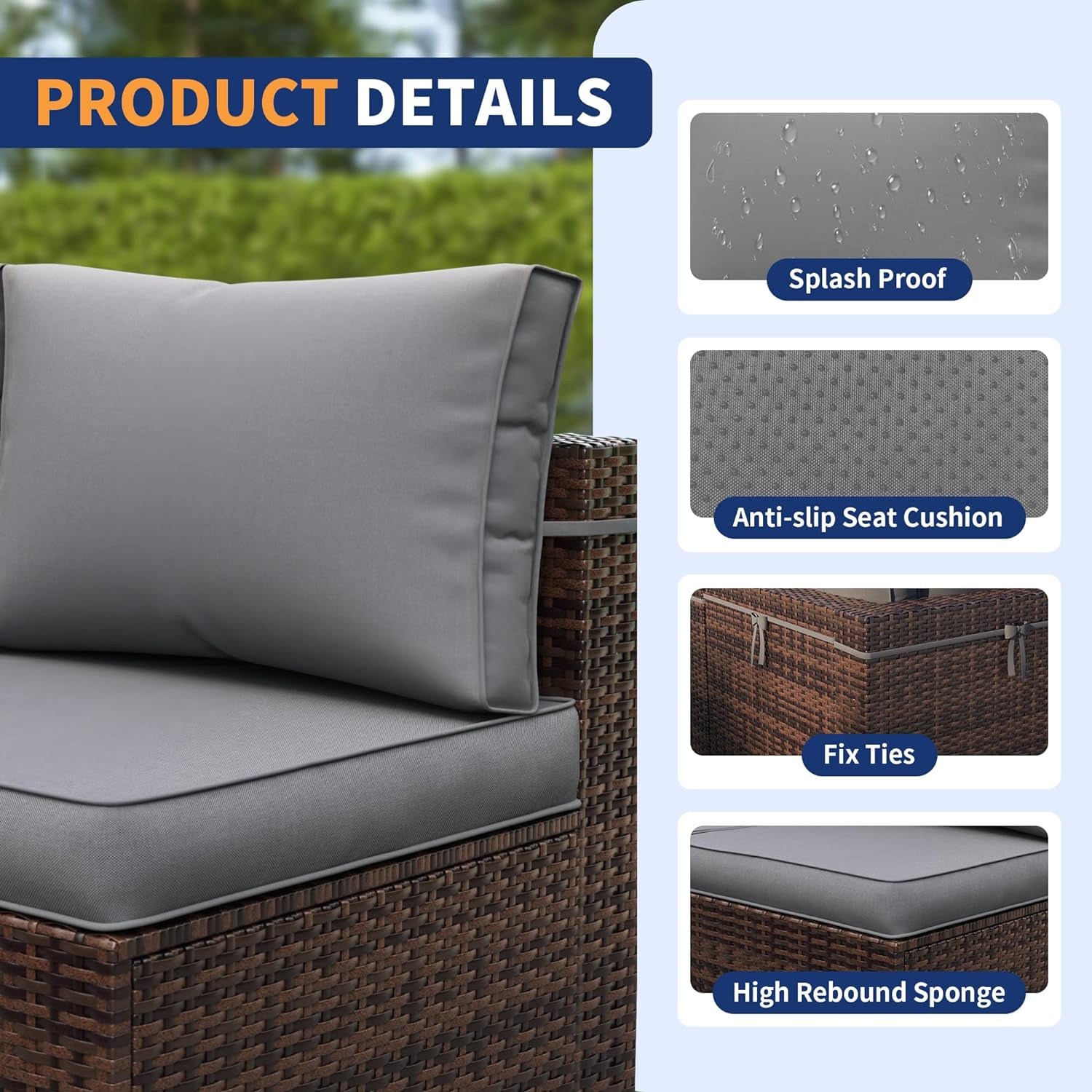 7 Piece Outdoor Sectional Patio Set With Waterproof Cover ShipItFurniture