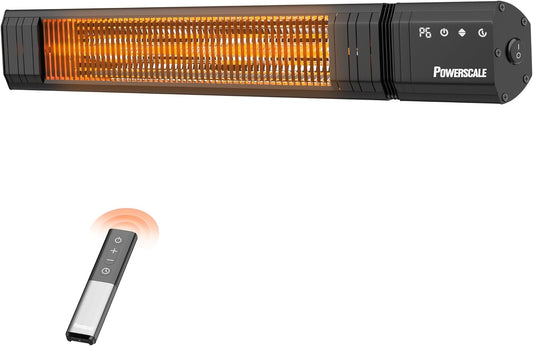 Infrared Heater 24H Timer Outdoor Heater,Ip65,Memory Function Infrared Electric Patio Heater,9 Levels Heating Touchscreen with Remote Electric Heater,Restaurant Backyard,1500W,Black ShipItFurniture