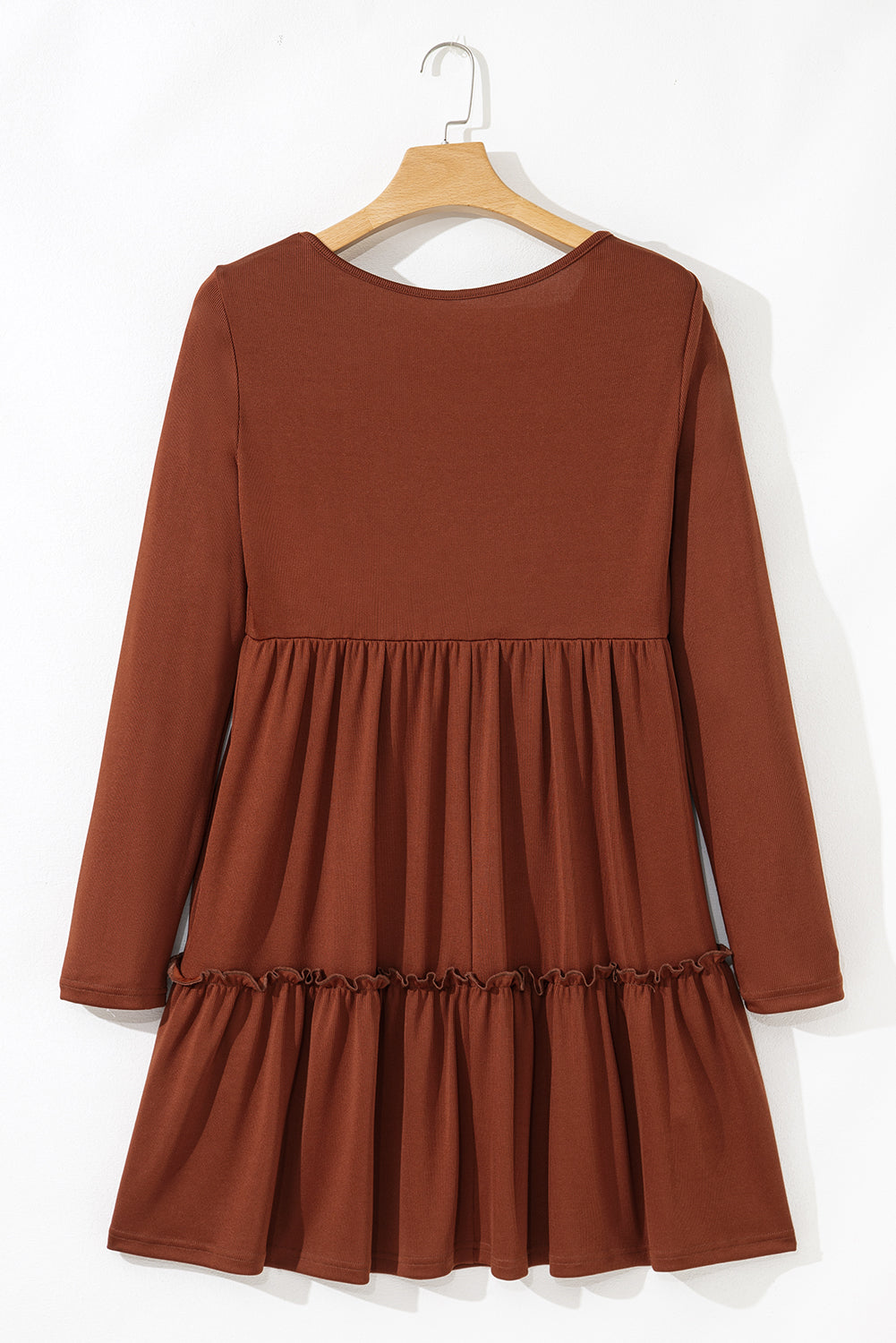 Everleigh Ribbed Frilled Trim High Waist Dress Threaded Pear