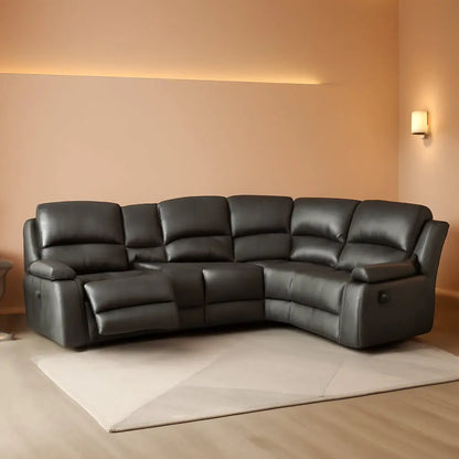 Bonded Leather Sectional Sofa Grey Power Reclining ShipItFurniture