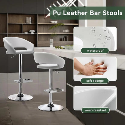 Adjustable Swivel Bar Stool with Arms and Footrest-4