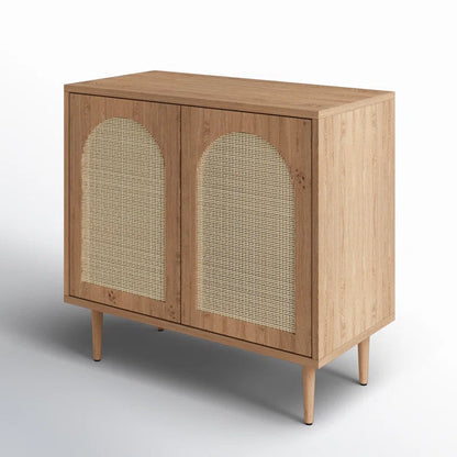 Rattan Door Accent Cabinet 30.2 Inch With Solid Wood Legs ShipItFurniture
