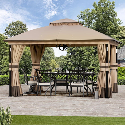 Heavy Duty Patio Gazebo with LED Lights and Speaker ShipItFurniture