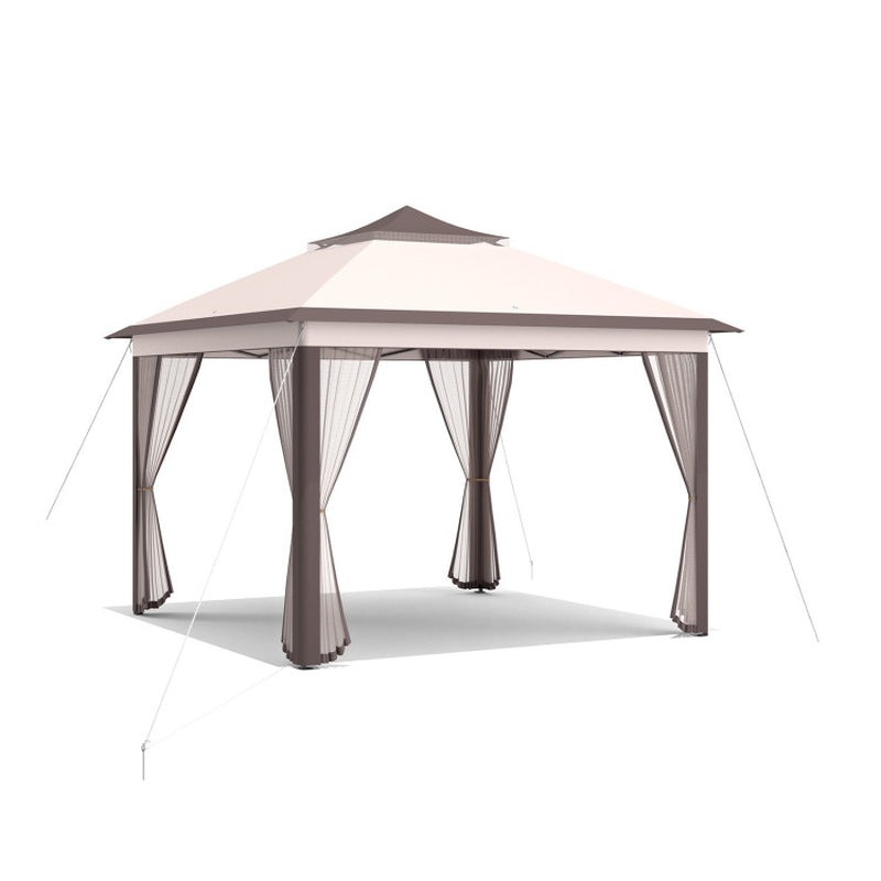 11 X 11 Feet 2-Tier Pop-Up Gazebo Tent Portable Canopy Shelter Carry Bag Mesh ShipItFurniture