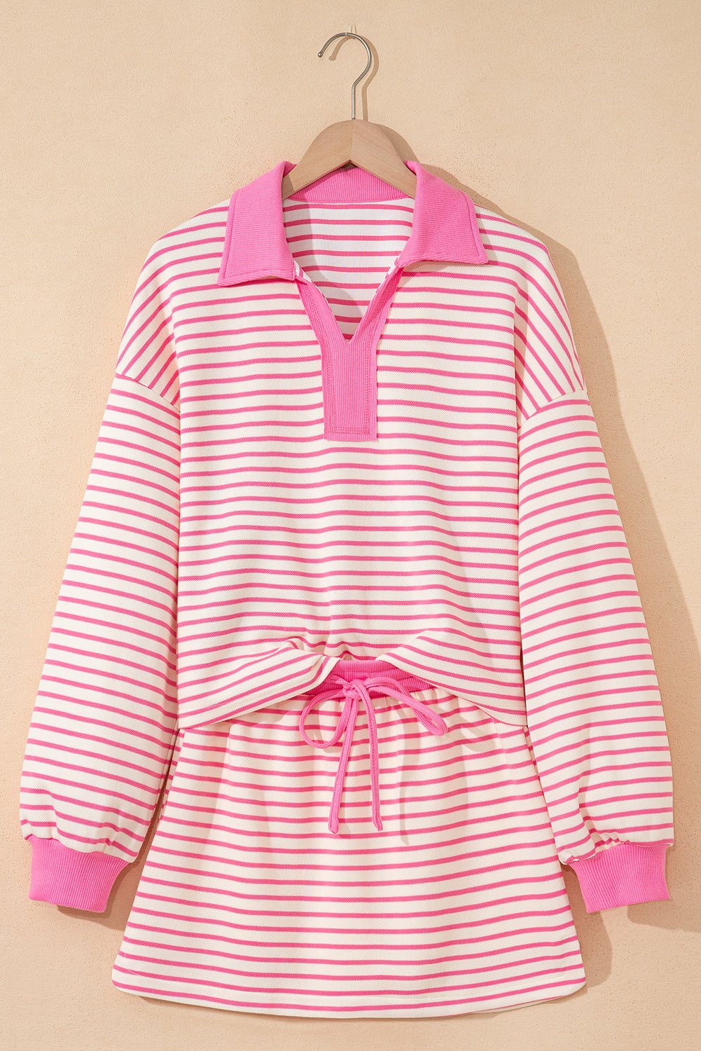 Juniper Stripe Collared Pullover and Skort Outfit Threaded Pear