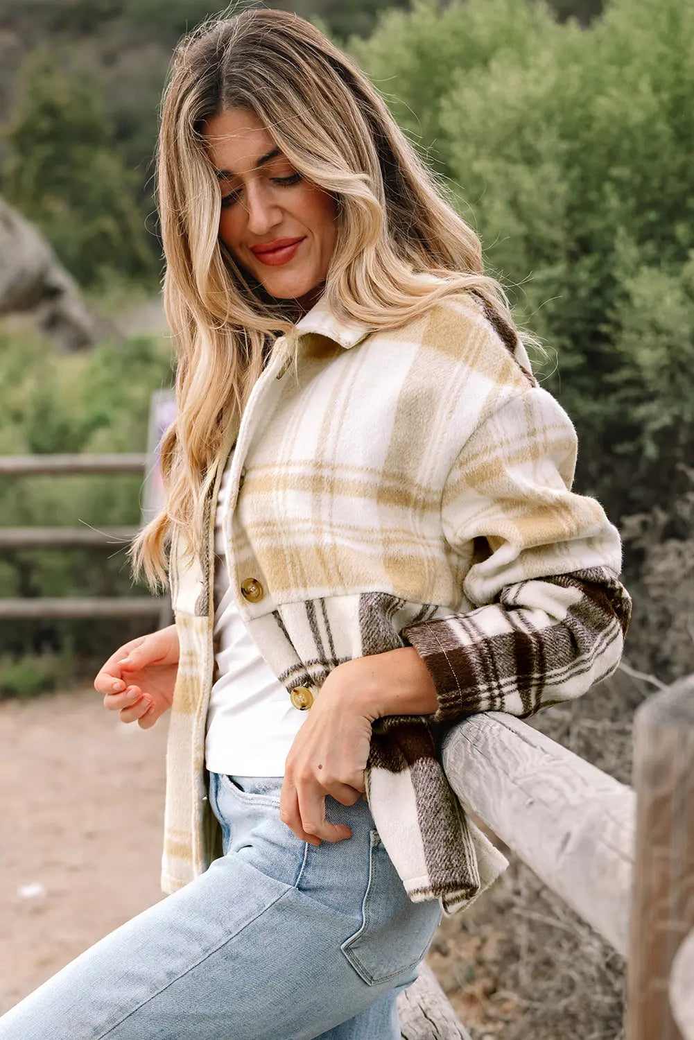 Julinique Plaid Patchwork Side Shacket