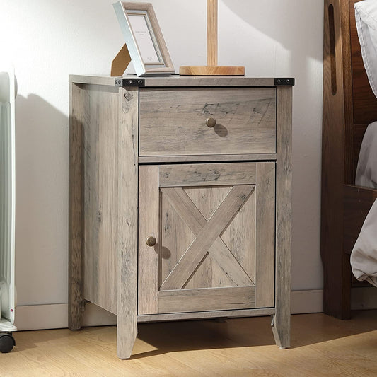Barnwood Rustic Nightstand, Grey ShipItFurniture