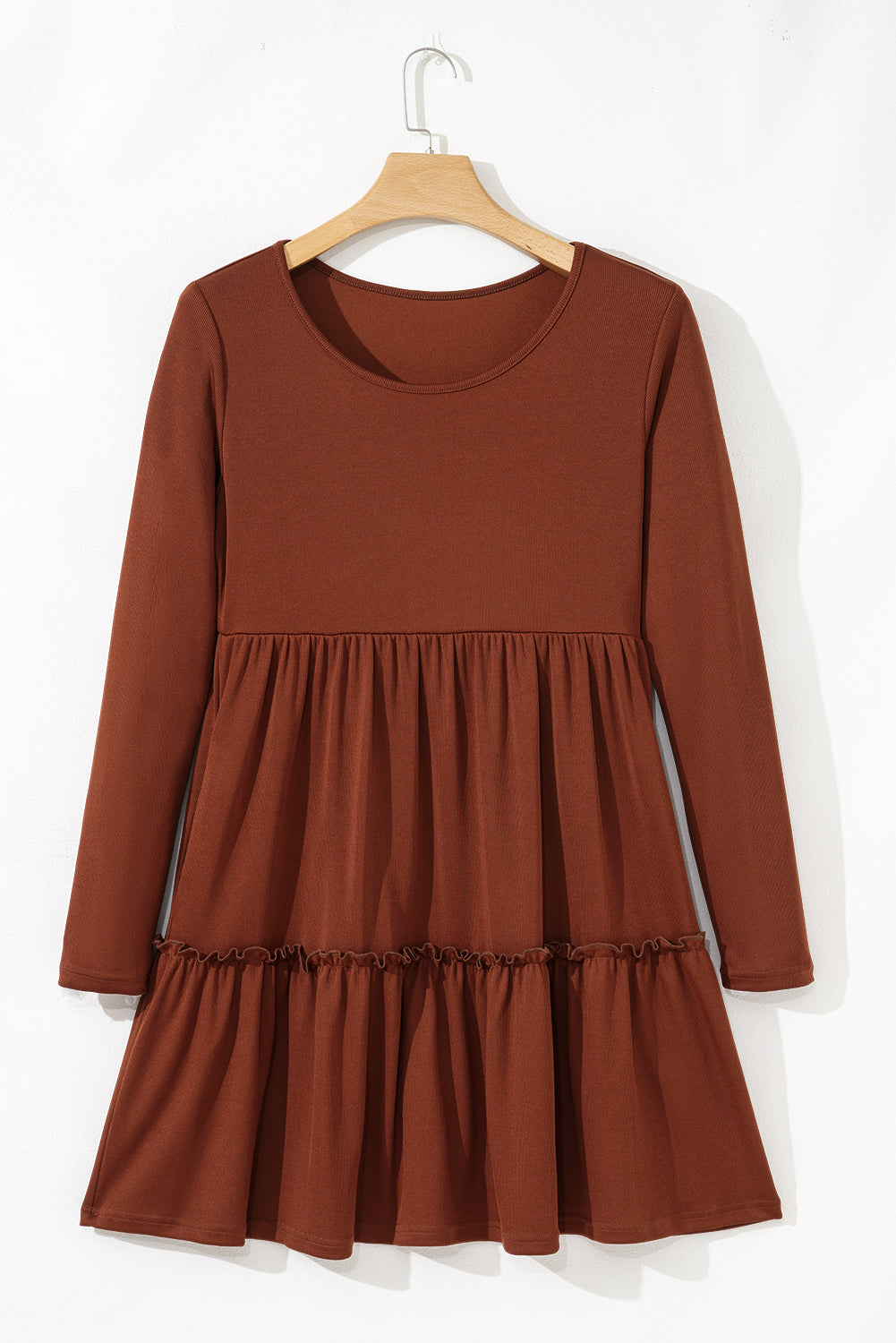 Everleigh Ribbed Frilled Trim High Waist Dress Threaded Pear