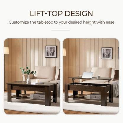 Espresso Lift Top Coffee Table With Hidden Compartment ShipItFurniture