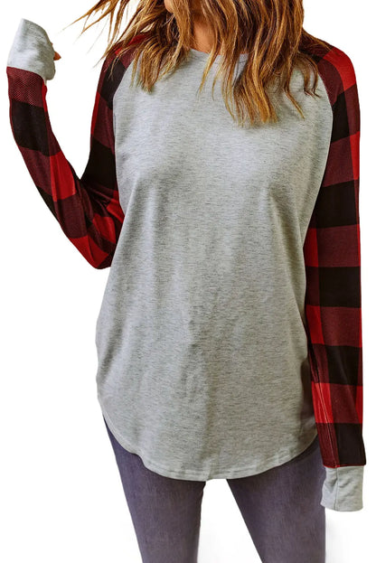 Aria Plaid Long Sleeve Sweatshirt