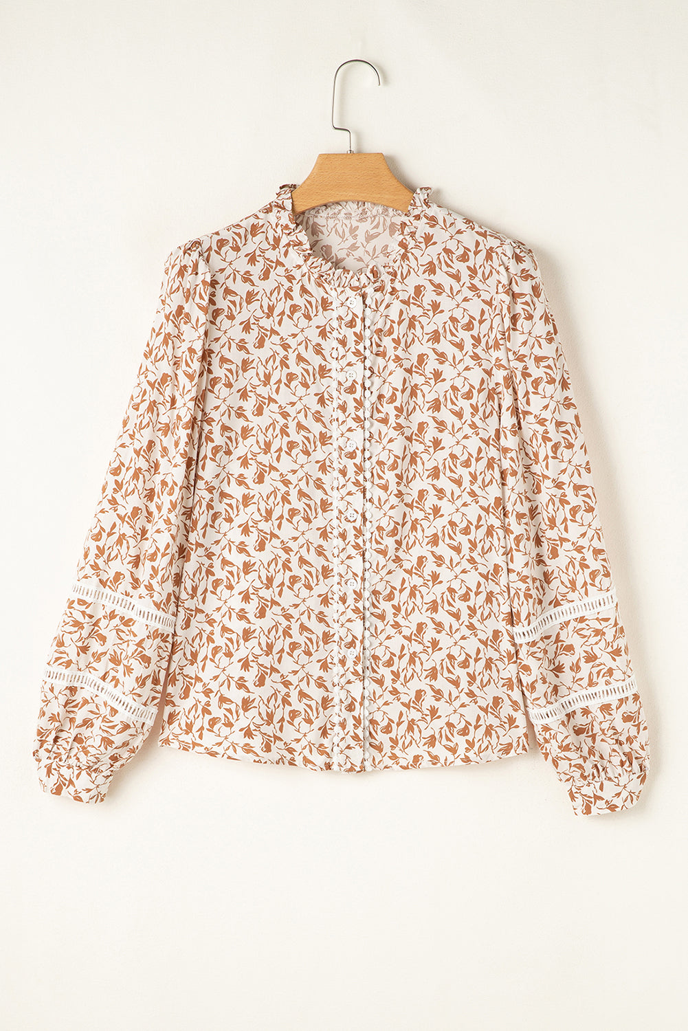 Melanie Lace Floral Puff Sleeve Top Threaded Pear