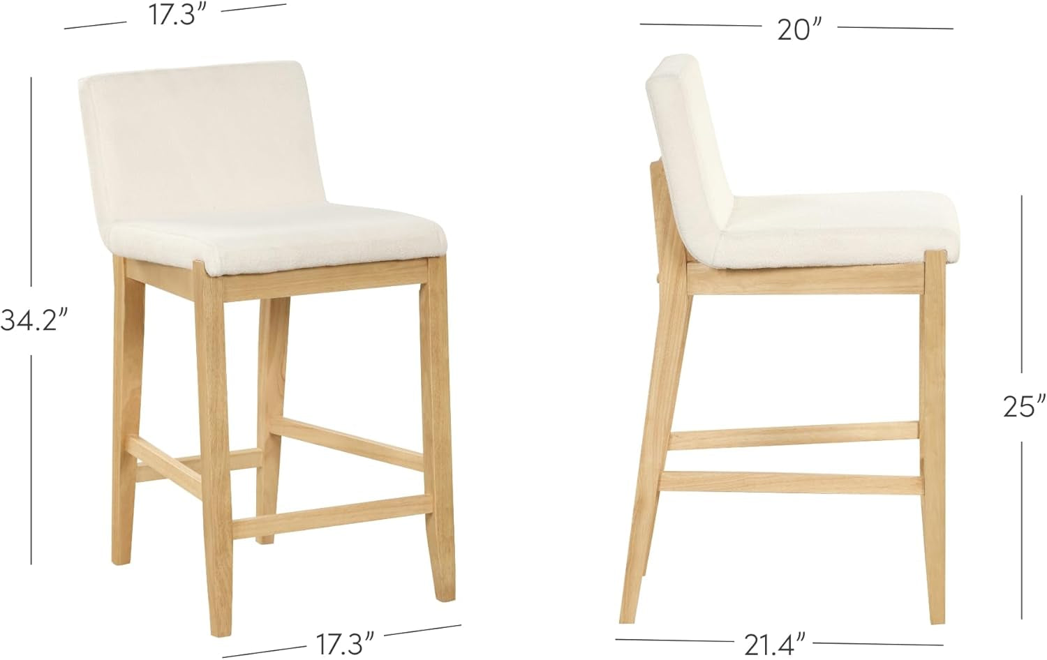 Gracie Modern Counter Height Bar Stool Cream Boucle ShipItFurniture