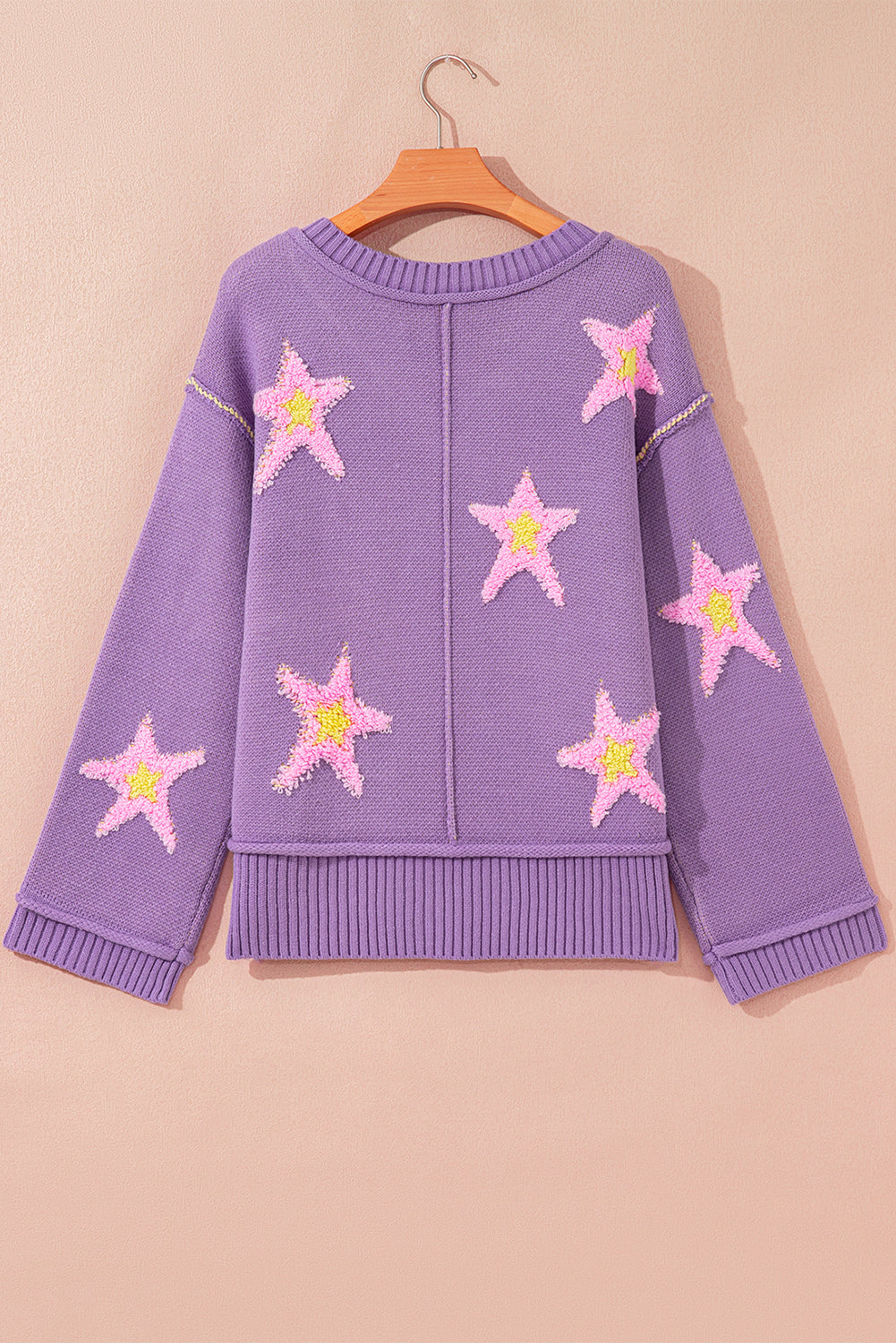 Aubrey Brushed Star Oversize Sweater Threaded Pear