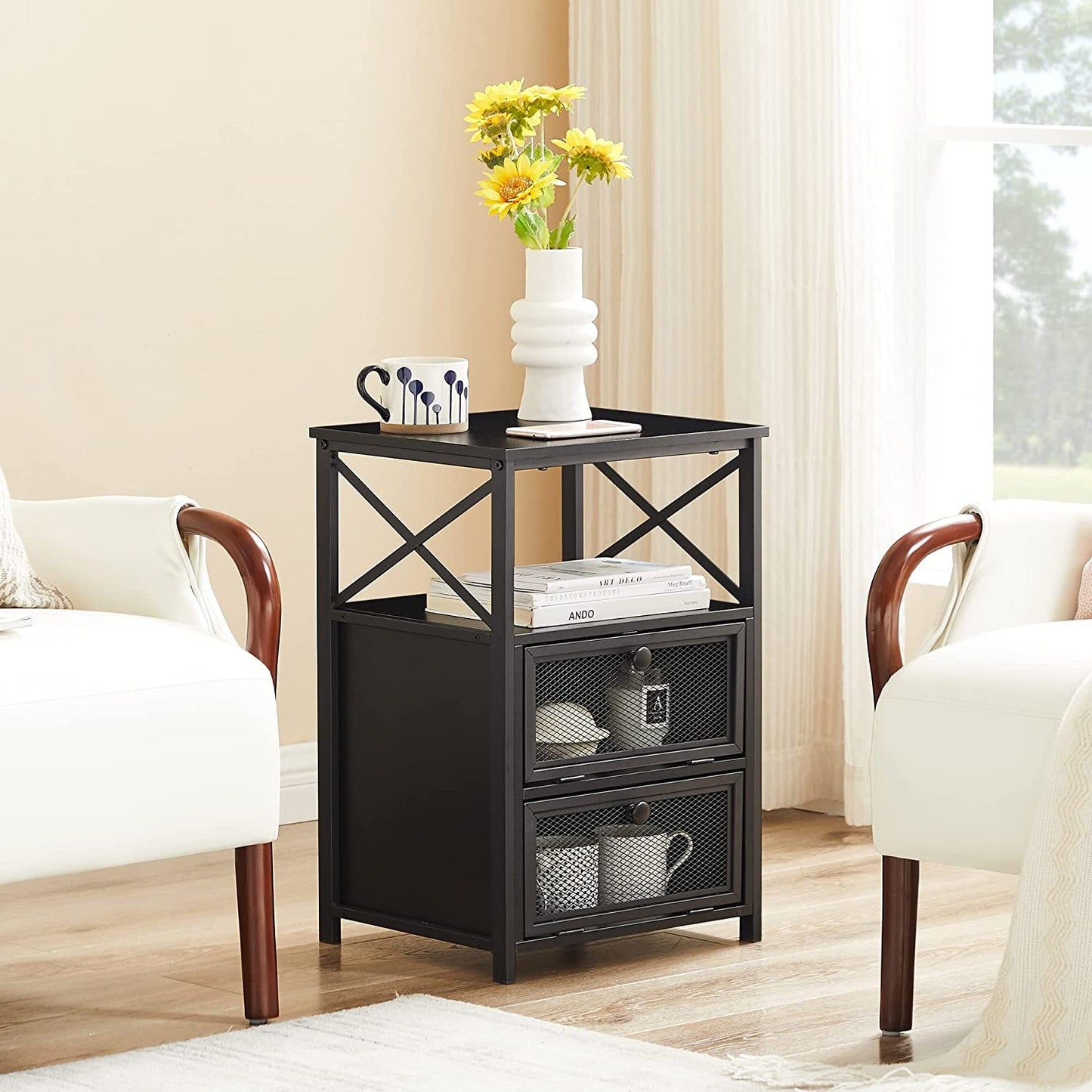 X-Design Retro Black Nightstand ShipItFurniture