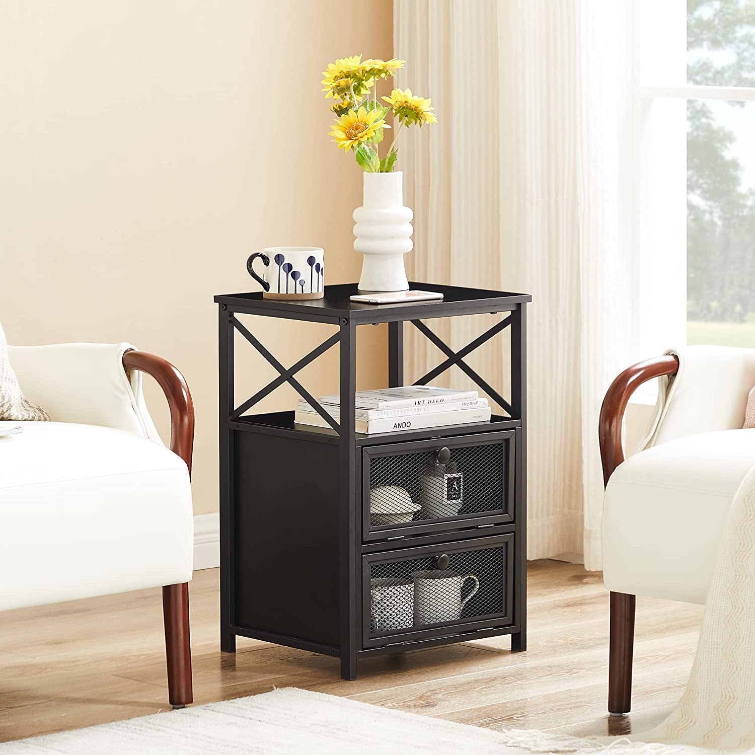 X-Design Retro Black Nightstand ShipItFurniture