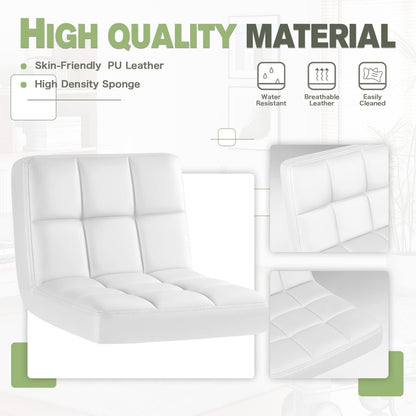 Bar Stools Modern Pu Leather Swivel Adjustable Hydraulic Bar Stool Square Counter Height Stool Set of 2 (White) ShipItFurniture